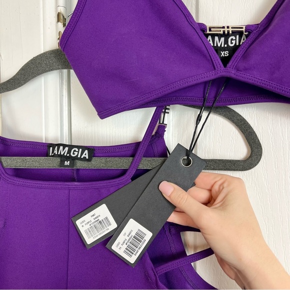 NWT I.AM.GIA Purple SET Lucid Bra Top & Flared Cutout Pant Euphoria Maddy XS M - Picture 4 of 11
